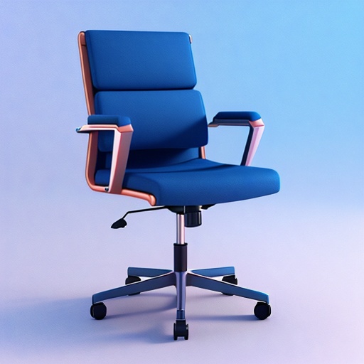 blue office chair with a metal arm rest and a wooden seat