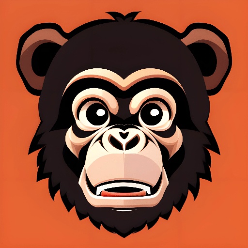 a cartoon monkey with a big face on an orange background