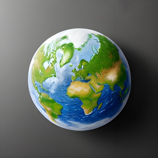 view of a globe with a shadow on a gray background