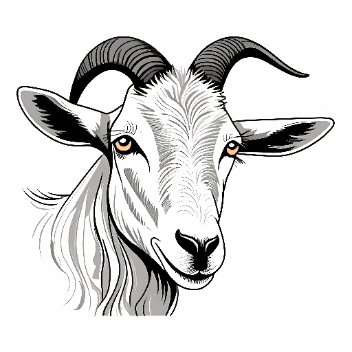 a close up of a goat with long horns and a long beard