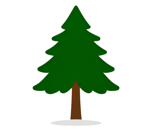 a cartoon pine tree with a white background