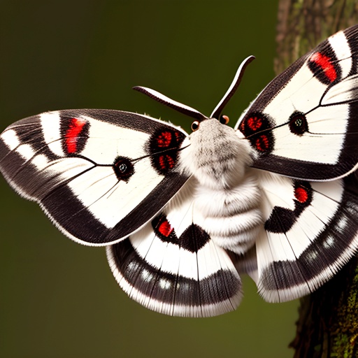 moth with red eyes on a tree branch