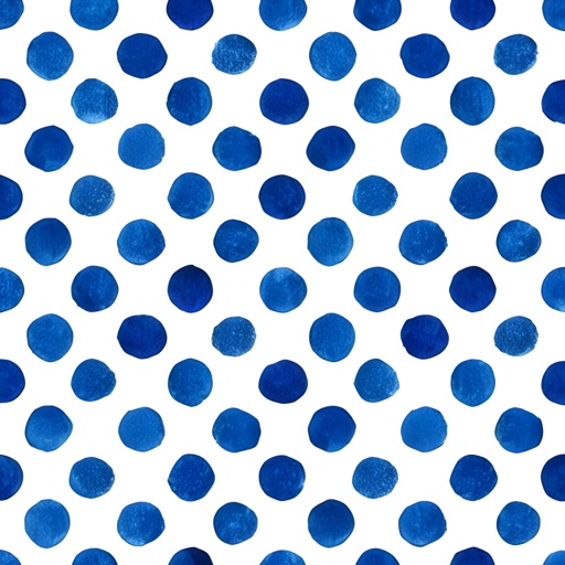 a close up of a blue and white polka dot pattern