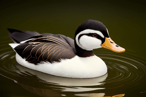 duck in the water with a black and white head