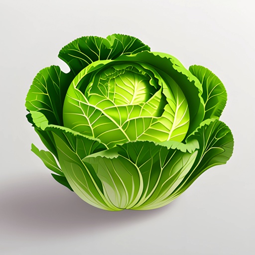 a green cabbage head with leaves on a white background