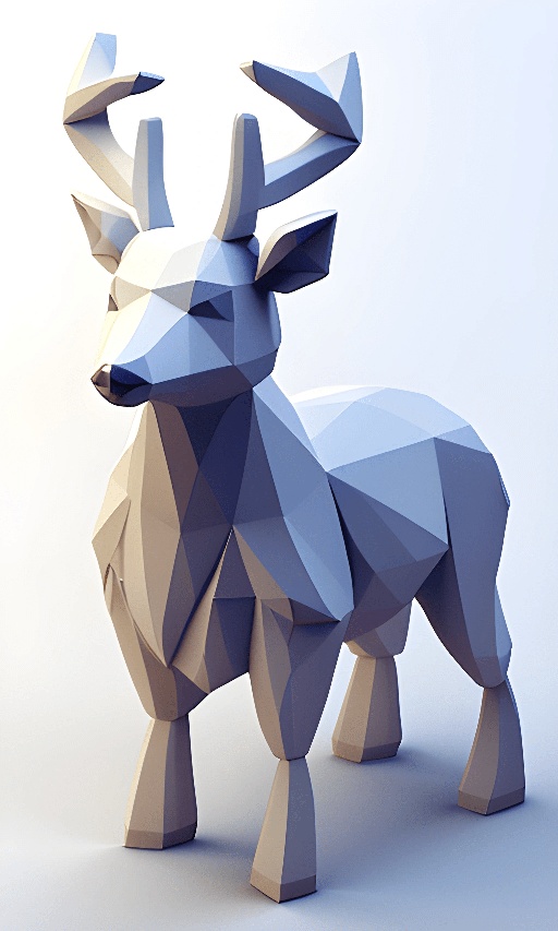 a paper sculpture of a deer with a large horn