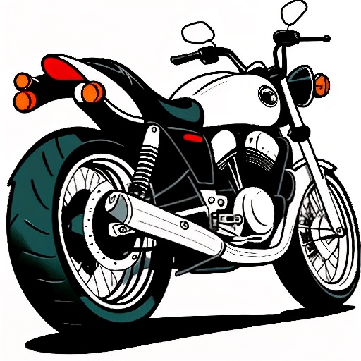 cartoon motorcycle with a black and red seat and a black tire