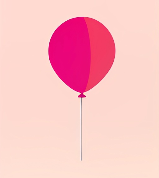 a pink balloon with a red string attached to it