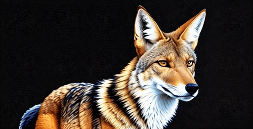 painting of a coyote with a black background