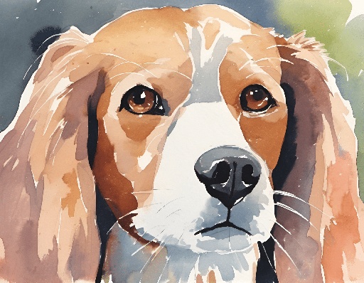 painting of a dog with a sad look on his face