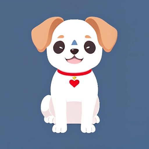 a cartoon dog with a heart on its collar