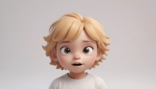 a cartoon boy with blonde hair and a white shirt
