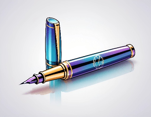 a blue and purple pen with a gold tip