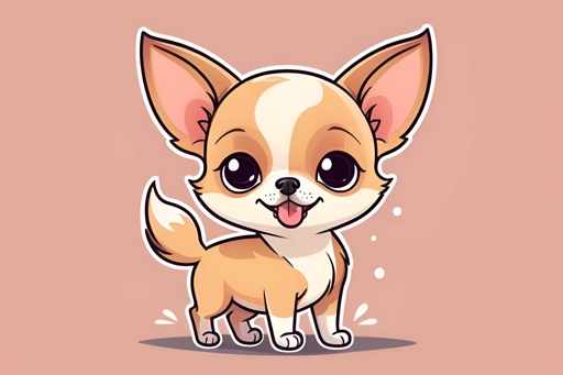 cartoon chihuahua dog with big eyes and a tongue sticking out