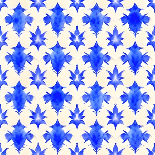 a blue and white pattern with a lot of white flowers