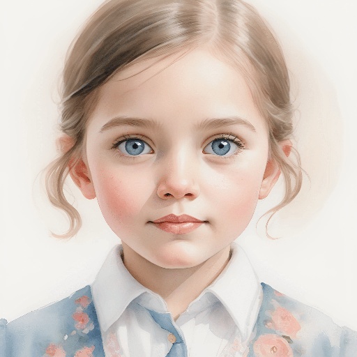a painting of a little girl with blue eyes