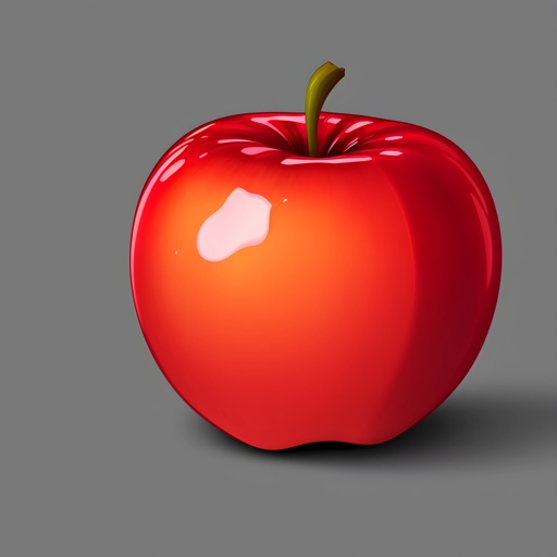 realistic apple with a green stem and a red apple in the middle