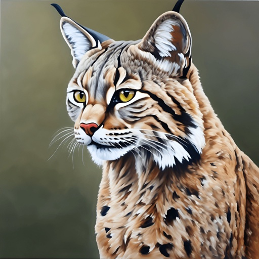 painting of a bobcat with a green background