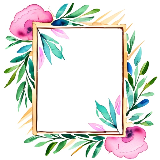 a picture of a watercolor picture of a flower frame