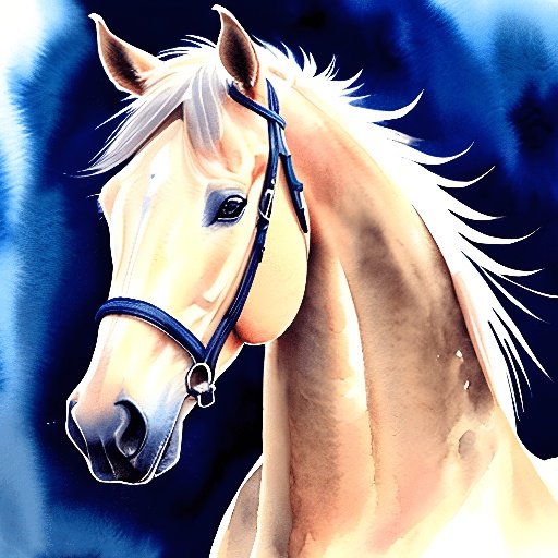 painting of a horse with a bridle and bridle on it's head