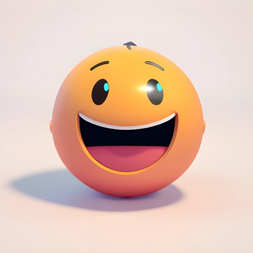 smiling orange ball with a black nose and a white smile