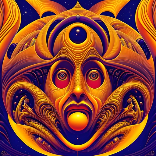 a close up of a psychedelic artwork of a man with a face