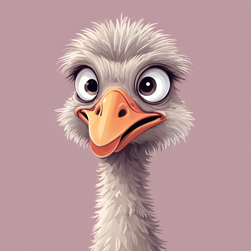 cartoon ostrich with big eyes and a big beak