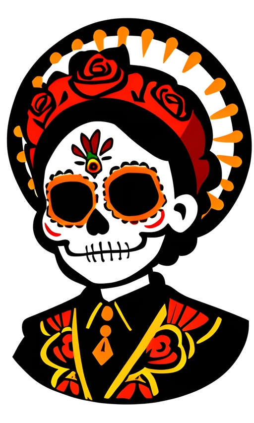 a close up of a drawing of a person wearing a mexican hat