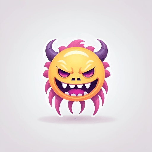 cartoon monster with horns and fangs on a white background