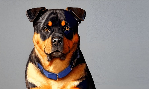 painting of a dog with a blue collar and a blue collar