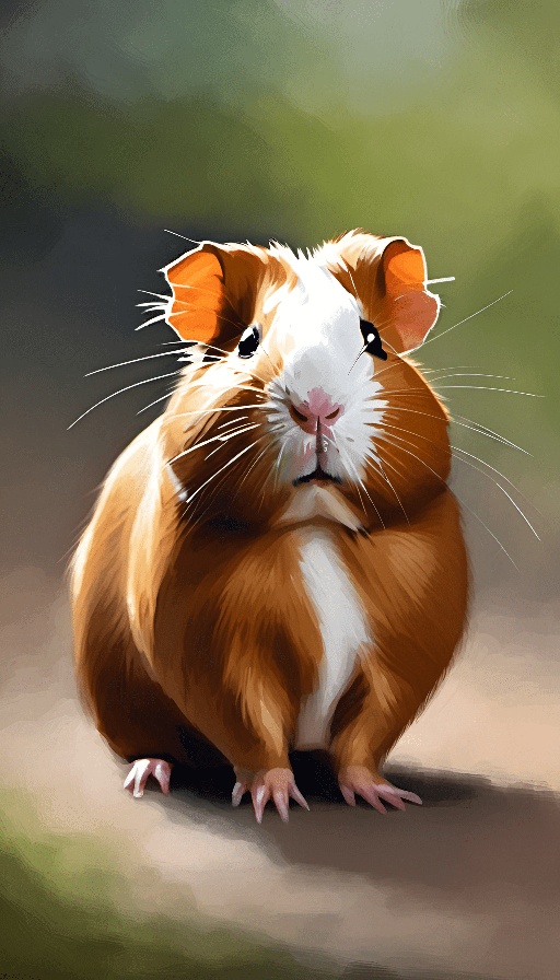 painting of a brown and white guinea with a white nose