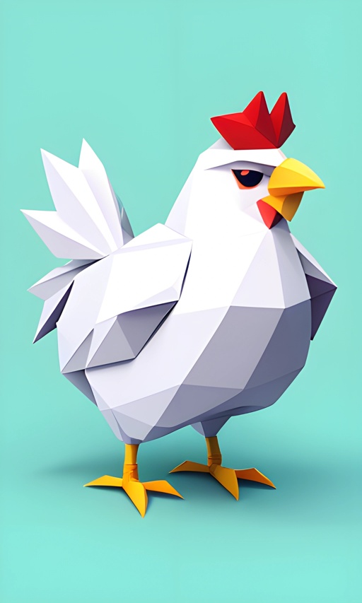 a white chicken with a red hat on its head