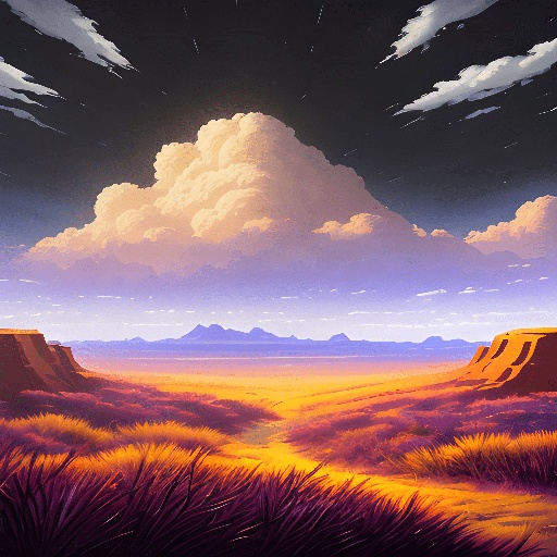 illustration of a desert landscape with a lone horse in the distance