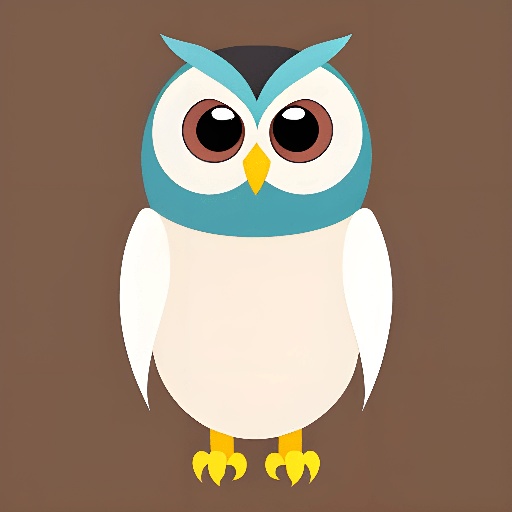 a cartoon owl with a blue and white head