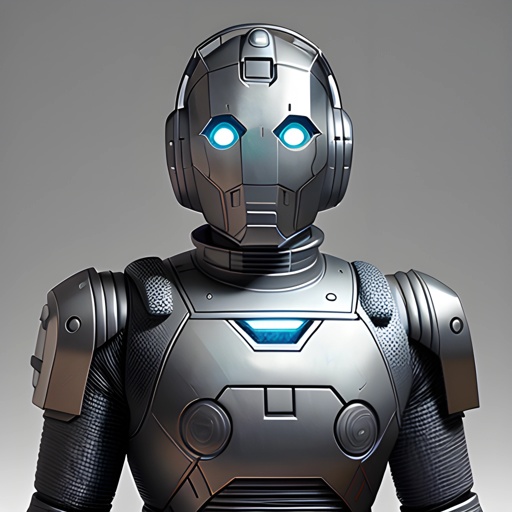 robot with blue eyes and a metal body