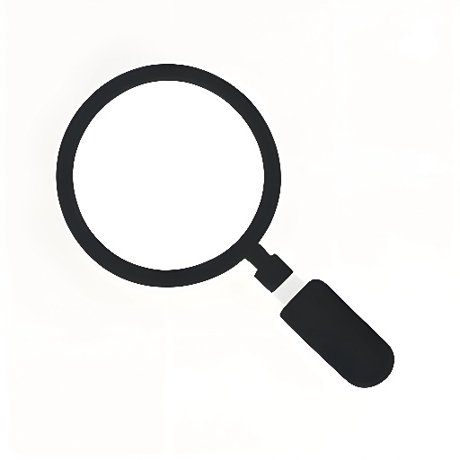 a magnifying glass with a black handle