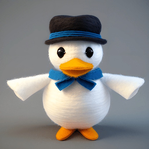 white duck with a blue bow tie and a black hat