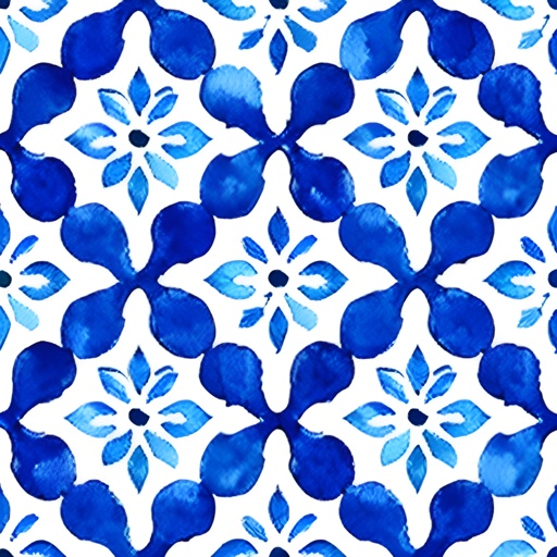 a close up of a blue and white floral pattern