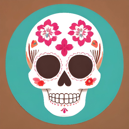 a skull with flowers on it in a circle