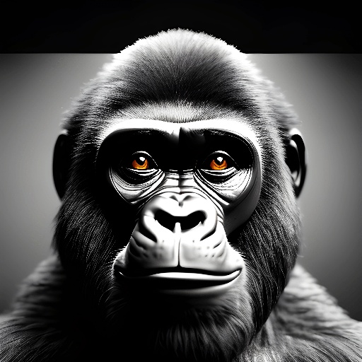 gorilla with a black and white photo of its face