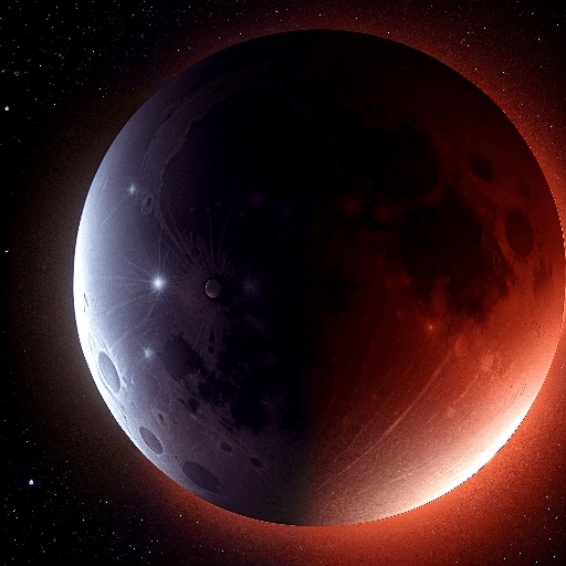view of a red and blue planet with a star in the background