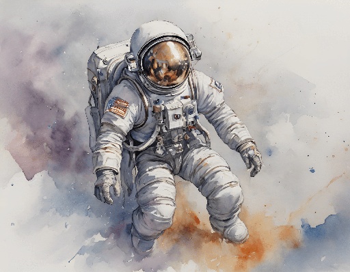 painting of an astronaut in a spacesuit with a white background
