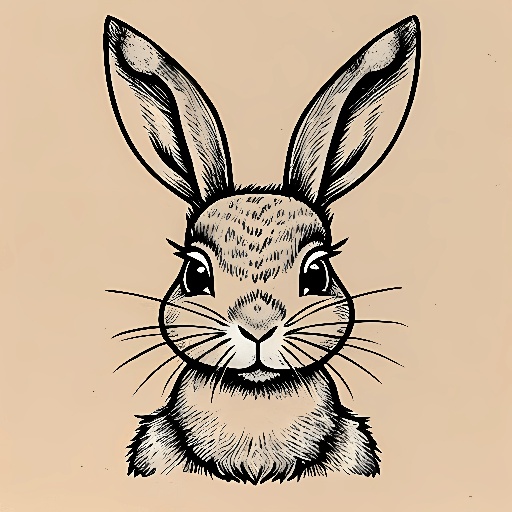 a drawing of a rabbit with a big nose