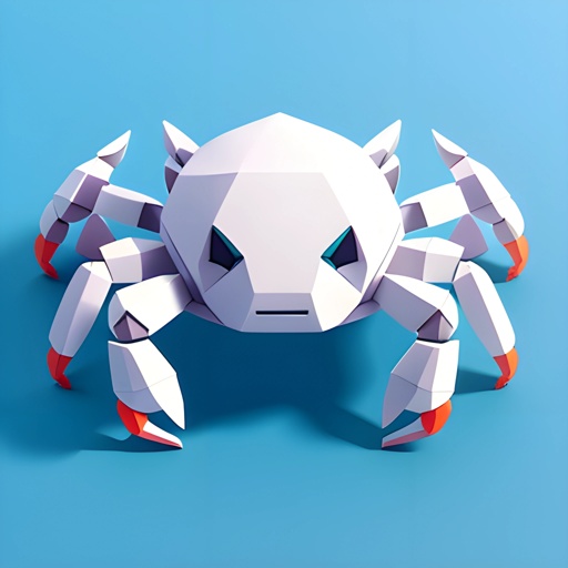 a paper crab that is sitting on a blue surface