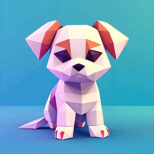 a paper dog sitting on a blue surface