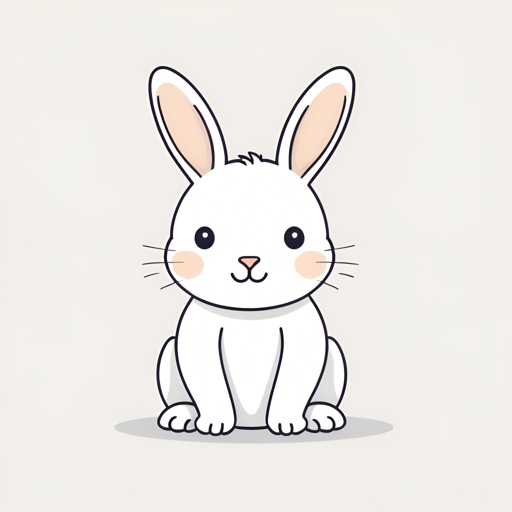 a white rabbit sitting down with a white background