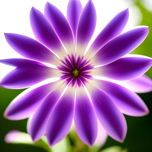 purple flower with a white center and a green center