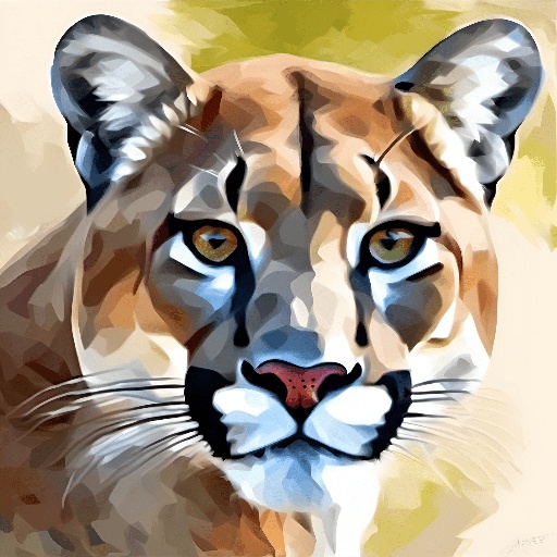 painting of a cougar with a yellow background