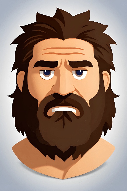 cartoon man with beard and mustache with angry look on face