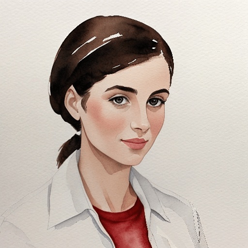 painting of a woman with a red shirt and a white shirt